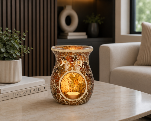 Brown Crackle Tealight Buner