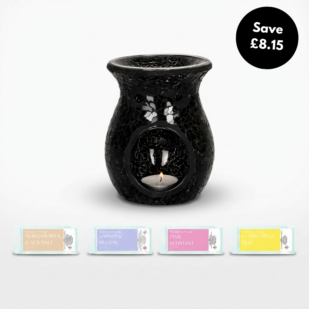 Large Crackle Tealight Burner + 4 Wax Snap Bars