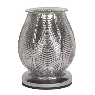 Silver Lustre Ribbed Glass Electric Wax Melter