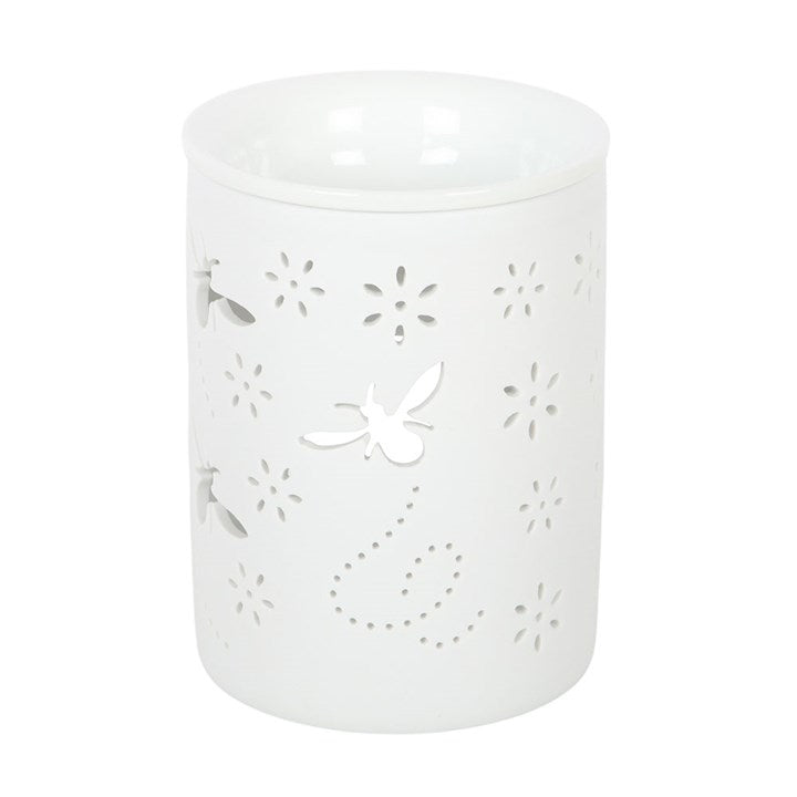 White Bee & Flower Cut Out Tealight Burner
