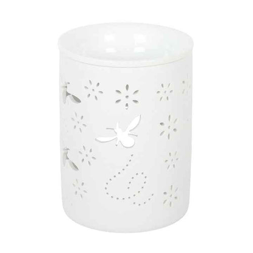White Bee & Flower Cut Out Tealight Burner
