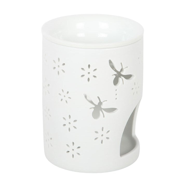 White Bee & Flower Cut Out Tealight Burner