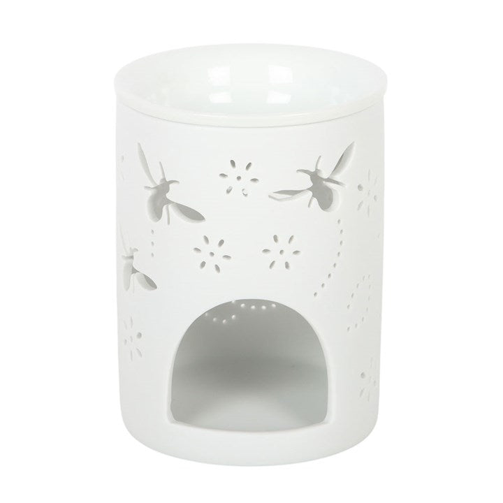 White Bee & Flower Cut Out Tealight Burner