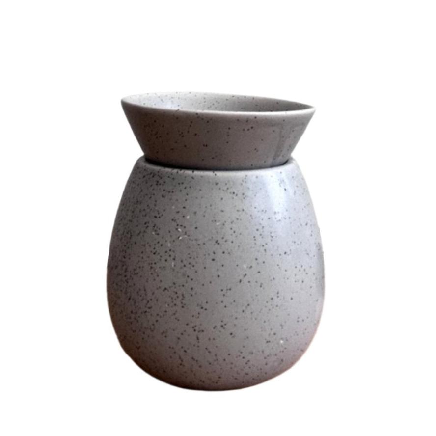 Grey Spa Collection Stoneware Wax Burner with Removeable Dish