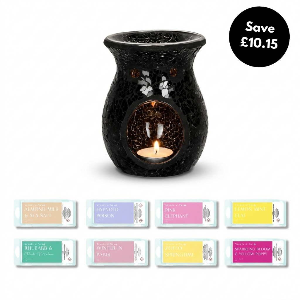 Large Crackle Tealight Burner + 8 Wax Snap Bars