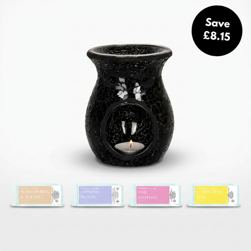 Large Crackle Tealight Burner + 4 Wax Snap Bars