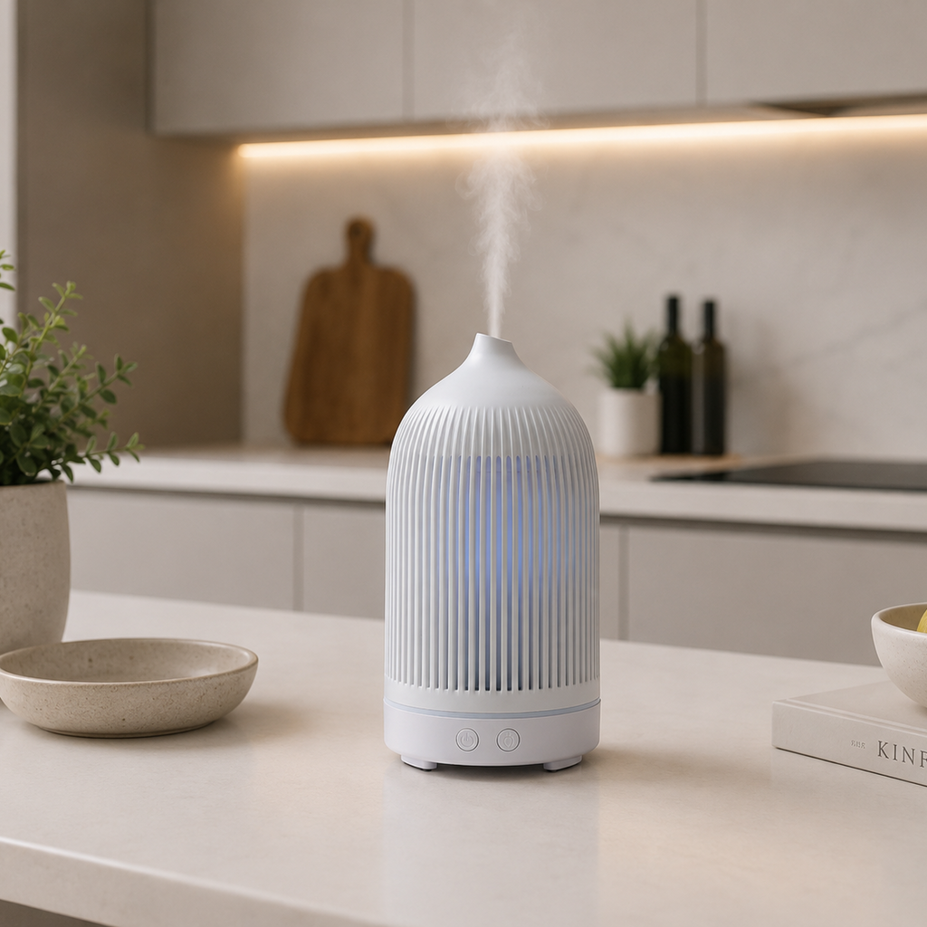 Electric White Ribbed Aroma Diffuser