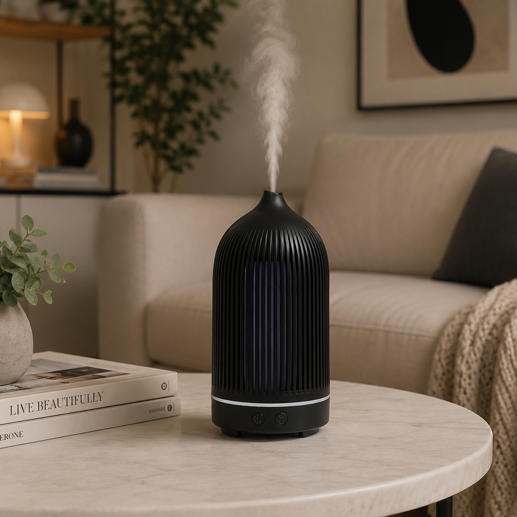 Electric Black Ribbed Aroma Diffuser